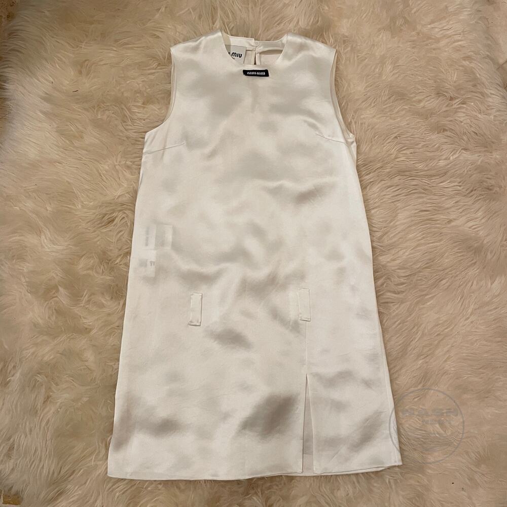 Miu Miu Ivory Silk Satin Mini Dress | Sleeveless, Rare Bridal $3200 NWOT - Picture 16 of 16
